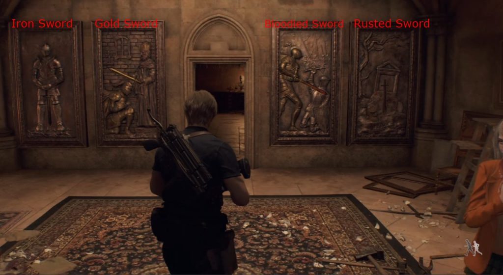 Resident Evil 4 Remake Treasure Four Swords Solución de rompecabezas